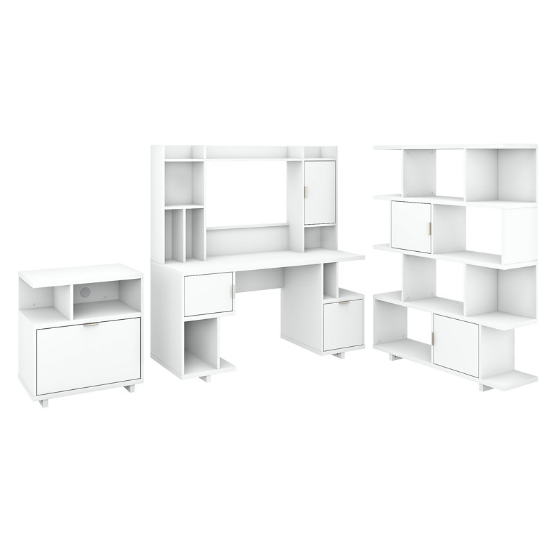 Kathy Ireland Home By Bush Furniture Madison Avenue 4 Piece Office Set With Hutch Wayfair