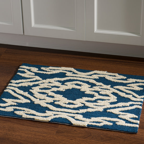 Winston Porter Savanah Hand Tufted Blue Ivory Indoor Outdoor Area Rug Wayfair