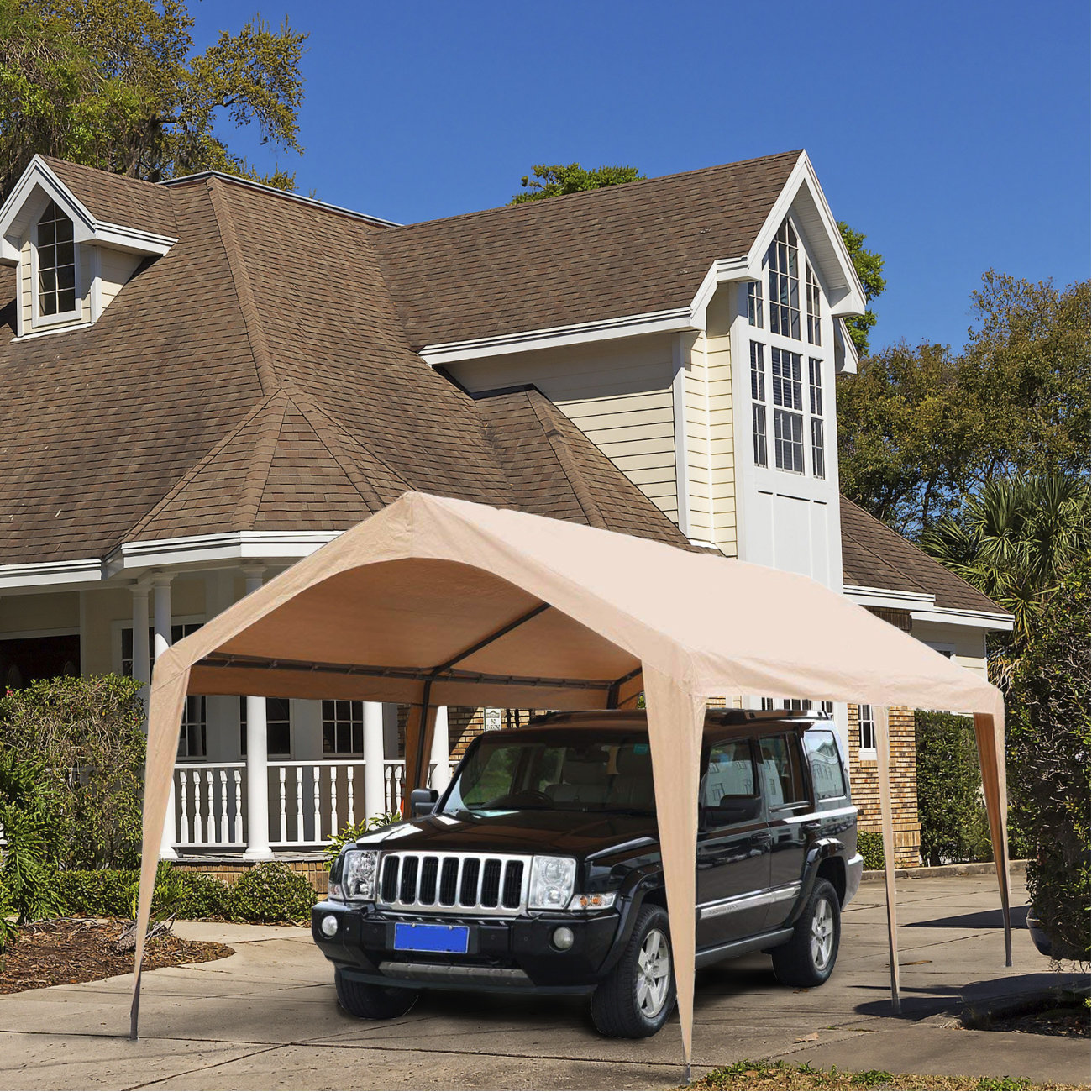 Abba Patio Domain Outdoor Carport 10 Ft W X 20 Ft D Steel Pop Up