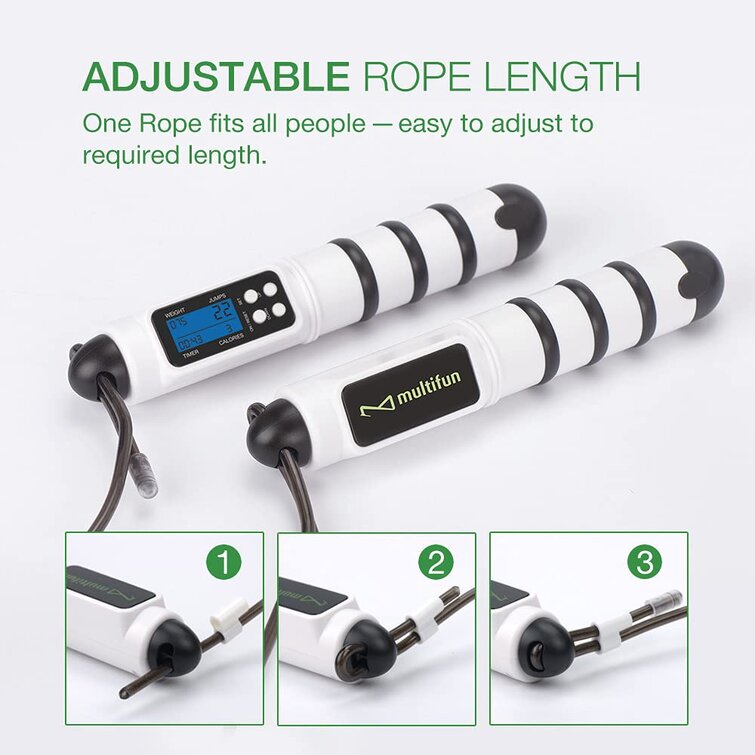 Jump Rope Digital Counting Adjustable Skipping Rope W/ Calorie Counter Fitness 