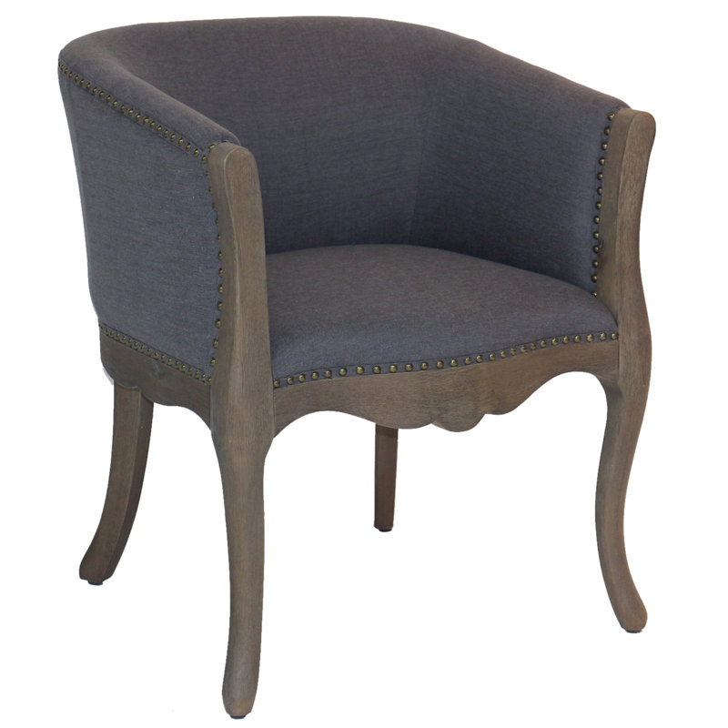 Ophelia Co Bjorn Wood And Linen Upholstered Barrel Chair Wayfair