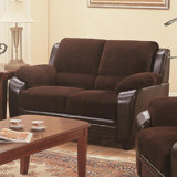 Victorine 59 Wide Leather Match Pillow Top Arm Loveseat by Winston Porter