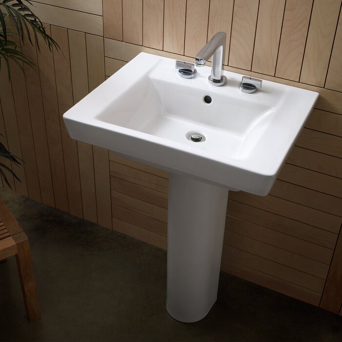 Boulevard Vitreous China 24 Pedestal Bathroom Sink With Overflow