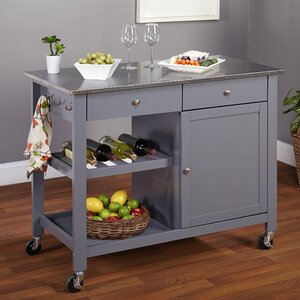 Columbus Kitchen Island with Stainless Steel Top