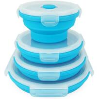 Collapsible Bowls With Lid Silicone Food Storage Containers Travel Camping 4 PCS 