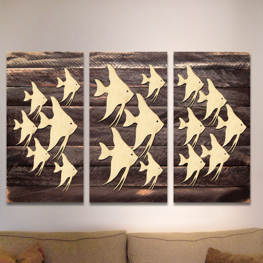 Highland Dunes 3 Piece Vintage Fishes Wooden Wall Decor Set Wayfair
