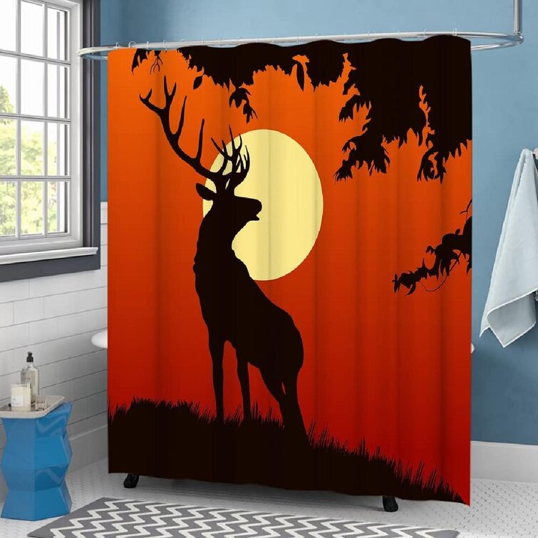 Watercolor Floral Deer Elk 3D Blockout Drapes Fabric Printing Window Curtains 