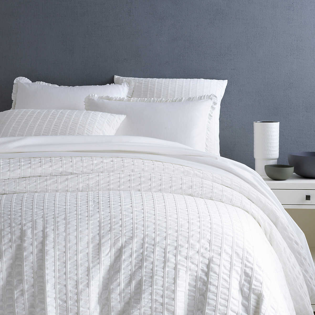 puckered cotton duvet cover