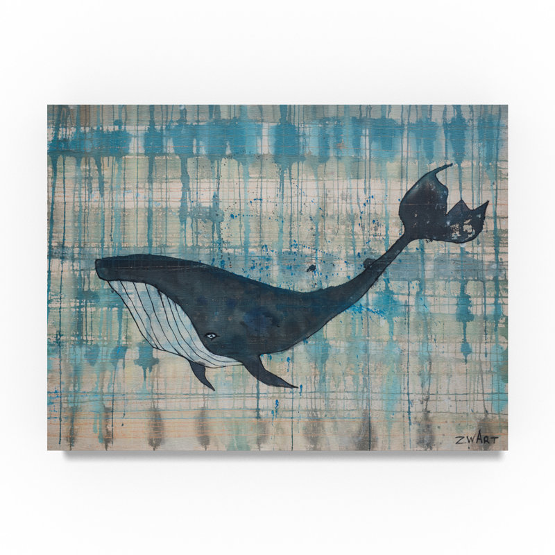 Trademark Art Black Whale Acrylic Painting Print On Wrapped Canvas Wayfair