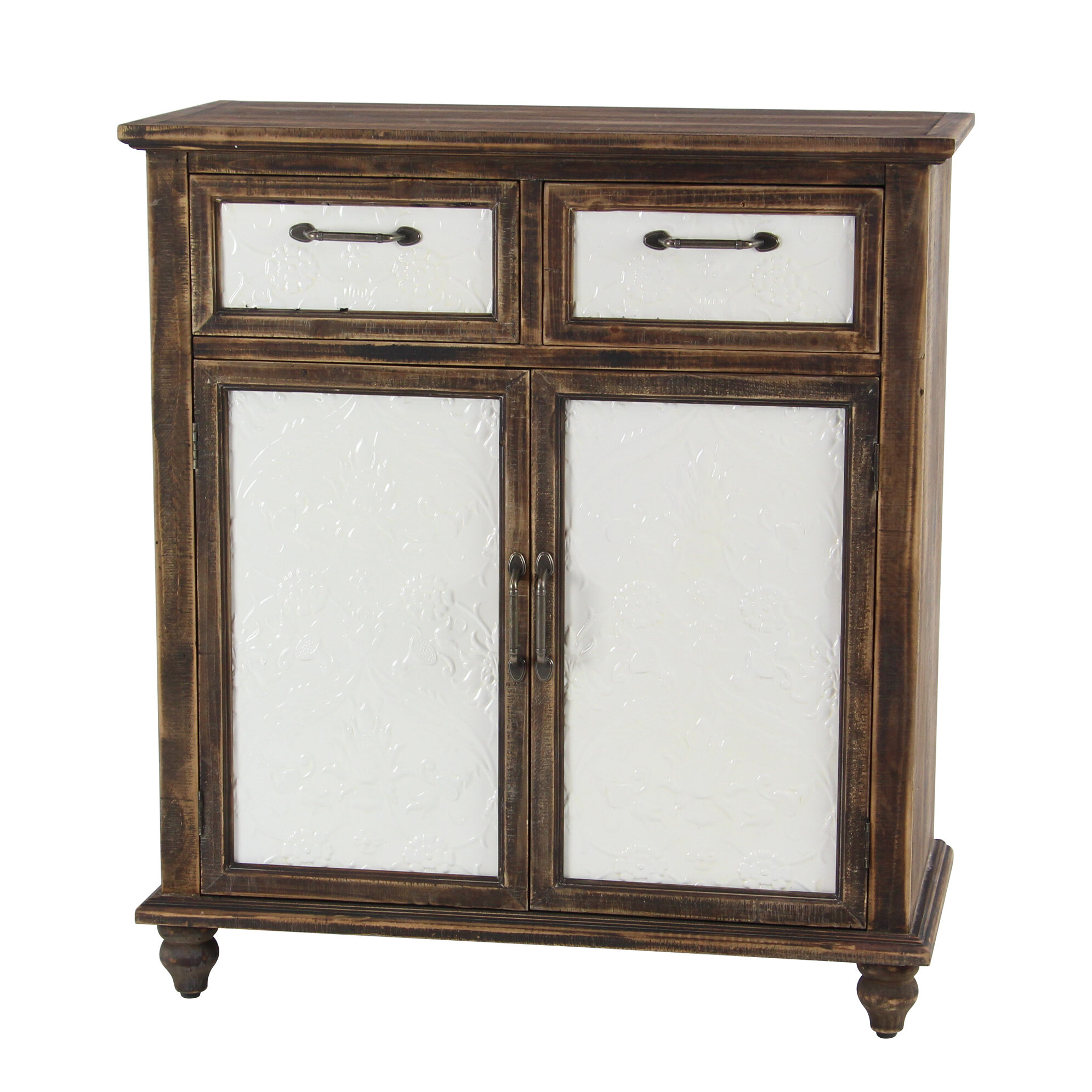 Charlton Home Mcmullin Rustic Wood 2 Drawer Door Accent Cabinet