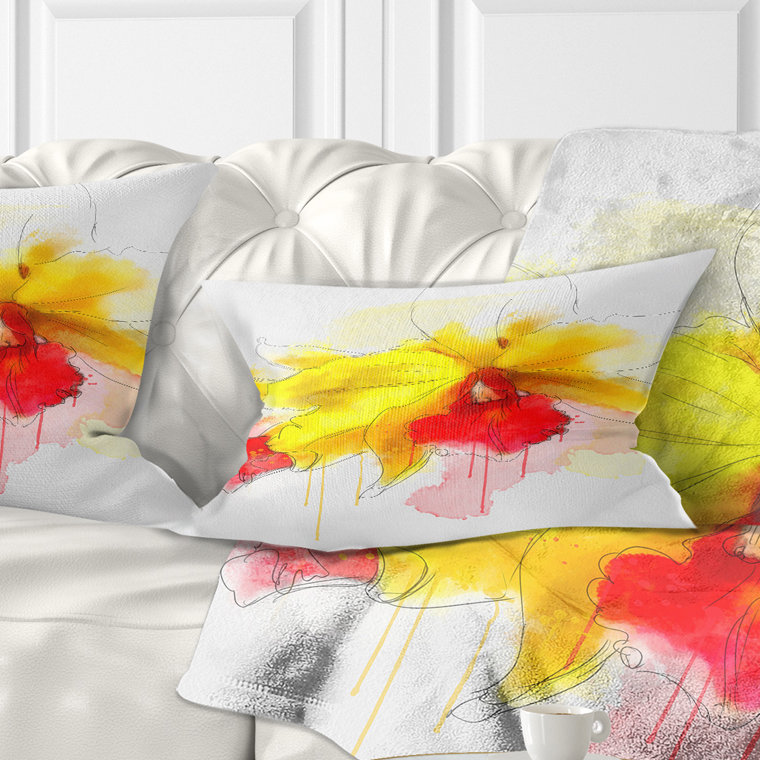 East Urban Home Floral Iris Flower With Splashes Lumbar Pillow Wayfair