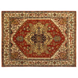 Serapi Knotted Rust/Ivory Handmade Area Rug