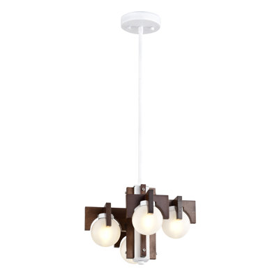 Spreckels 5 - Light Sputnik Globe Chandelier with Wood Accents