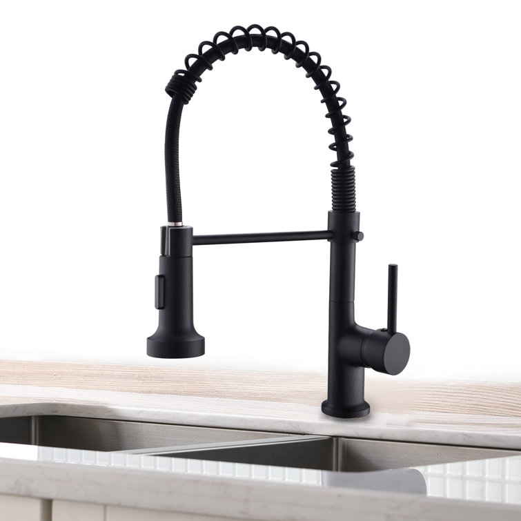 Kangju Solid Brass Pull Down Single Handle Kitchen Faucet Wayfair