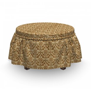 Curvy Leaves Daisies Ottoman Slipcover (Set Of 2) By East Urban Home