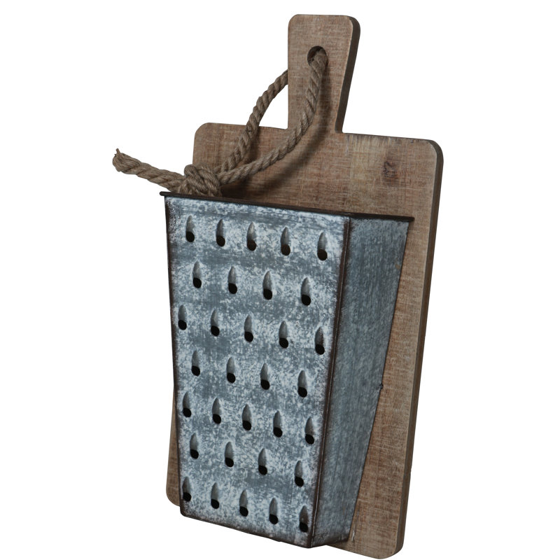Gracie Oaks Wood And Metal Cheese Grater On Cutting Board Wall
