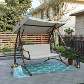 Andover Mills Marquette 3 Seat Daybed Porch Swing With Stand Reviews Wayfair