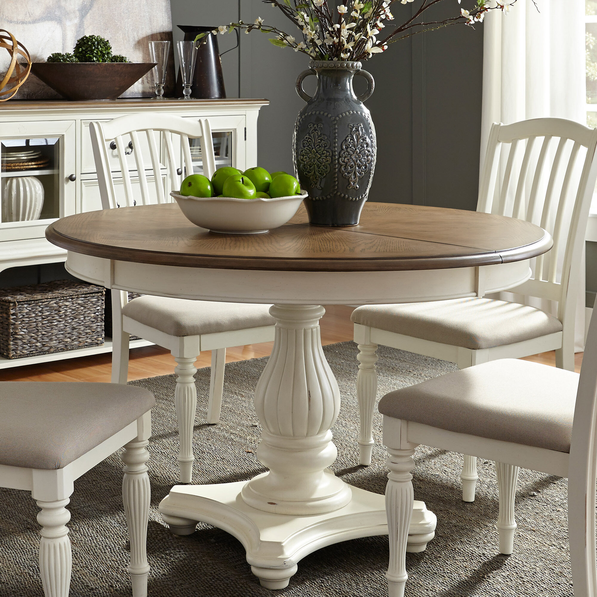 white pedestal dining table set