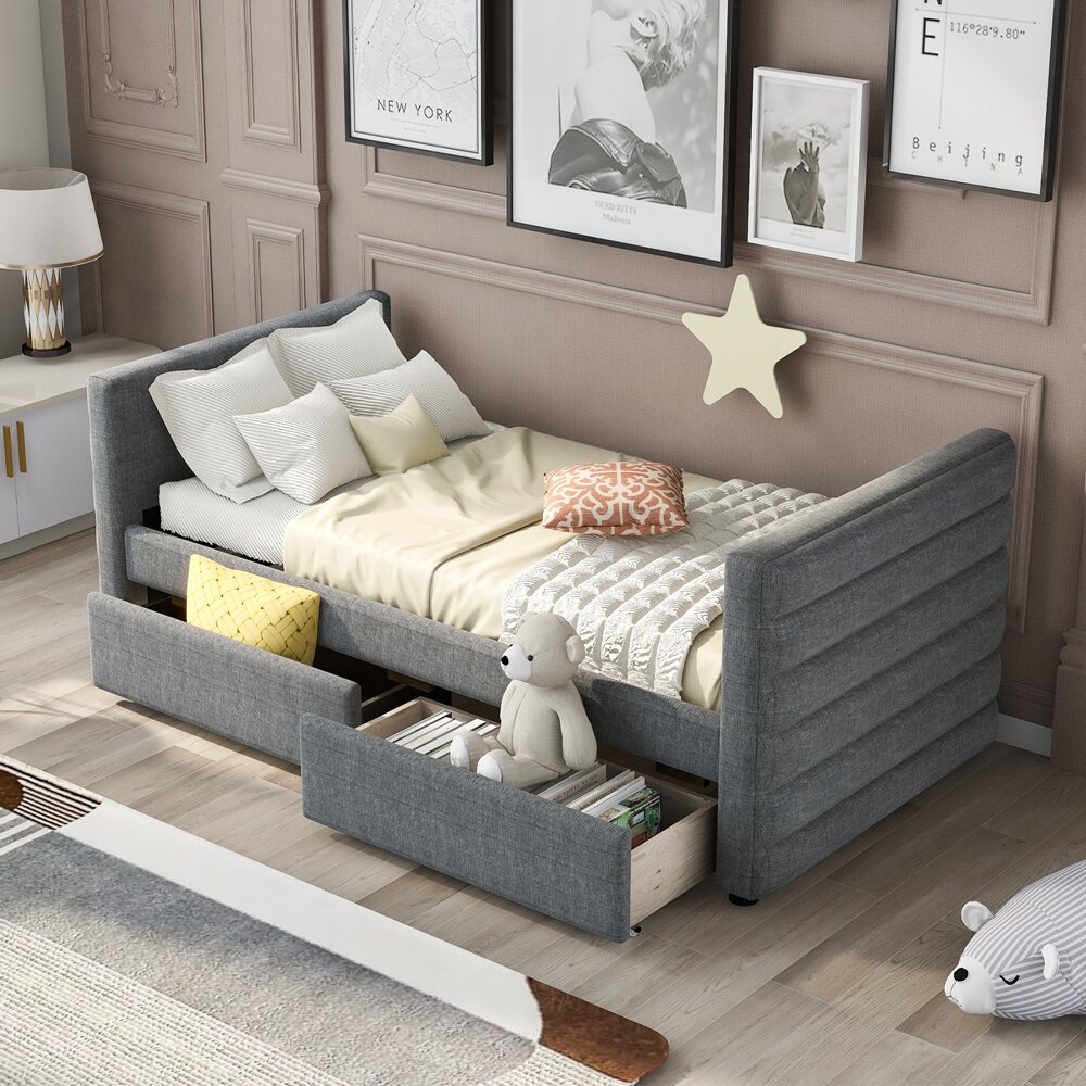 Details about   Twin Size Daybed Bed Frame Wooden Sofa Bed Platform with Storage Drawers 