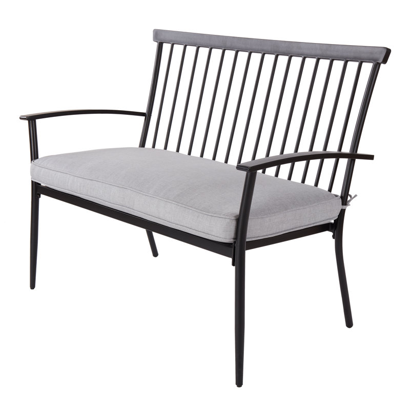 Rosalind Wheeler Better Homes Gardens Shaker Patio Bench With Grey Cushion Wayfair Ca