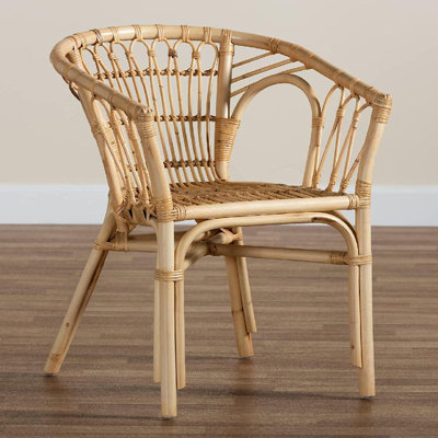 Ebright Slat Back Arm Chair in Natural Brown