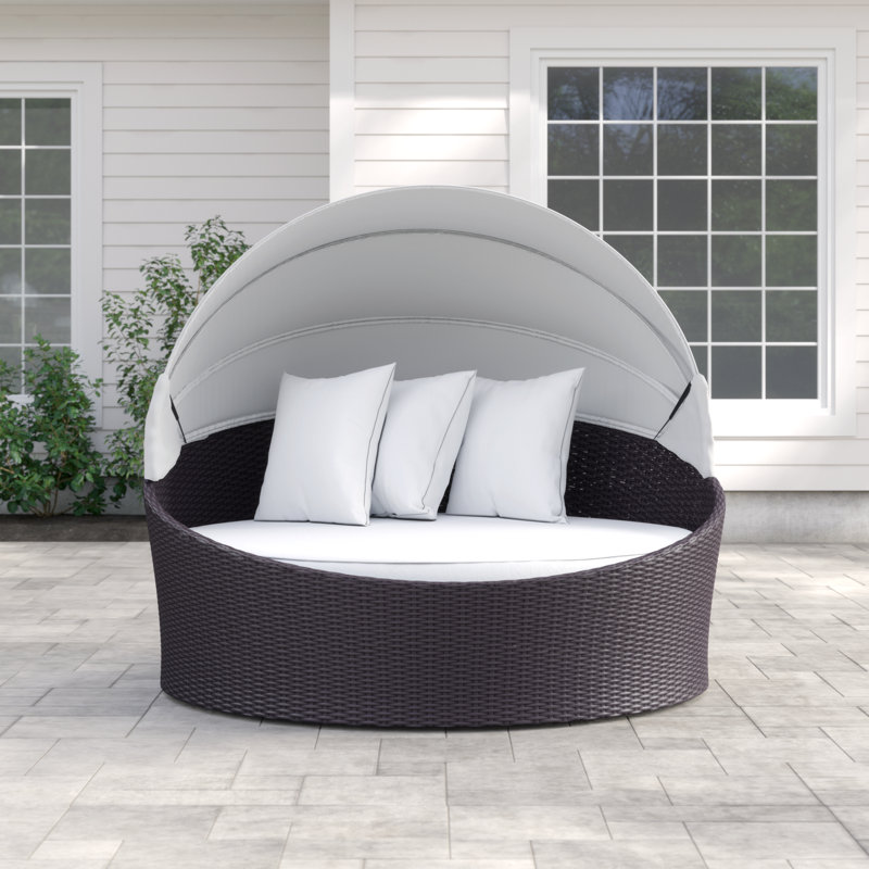 Sol 72 Outdoor Bwood Canopy Patio Daybed With Cushions Outdoor Bwood Canopy Patio Daybed