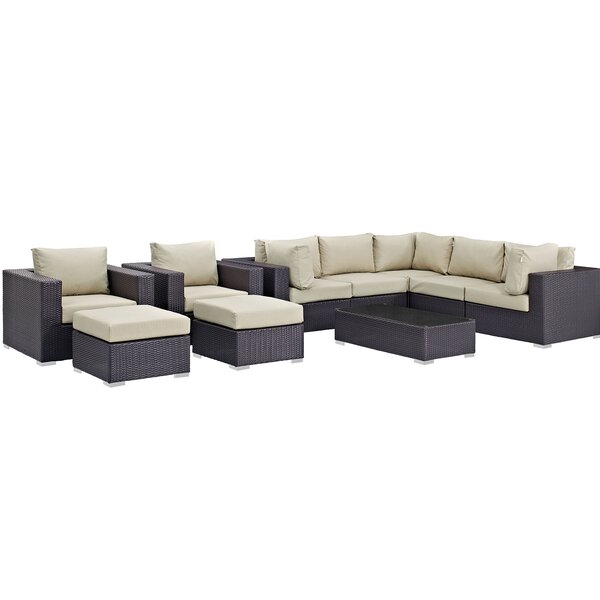 Brentwood 10 Piece Rattan Sectional Set with Cushions