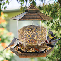 Vintage Large Brown Metal Hanging Bird Feeder Squirrel Resistant  2 Gallon Size 