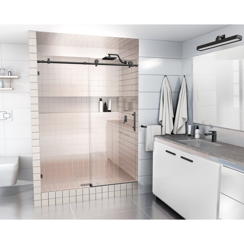 Glass Warehouse 60 64 W X 78 H Single Sliding Frameless Shower Door Reviews Wayfair