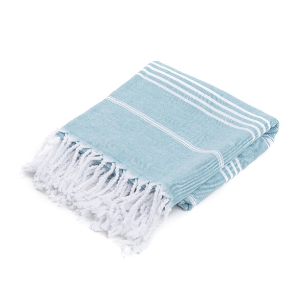 100% Cotton,Soft Sand Free Absorbent Bath Blanket Navy Blue Striped Beach Towel 