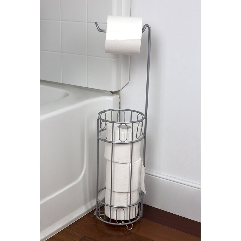 grey freestanding toilet roll holder