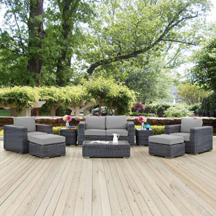 Go to store & view more images Alaia 8 Piece Rattan Sunbrella Sectional Seating Group with Cushions by Brayden Studio