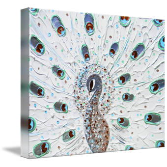 Bungalow Rose Graceful White Peacock Acrylic Painting Print On Wrapped Canvas Wayfair