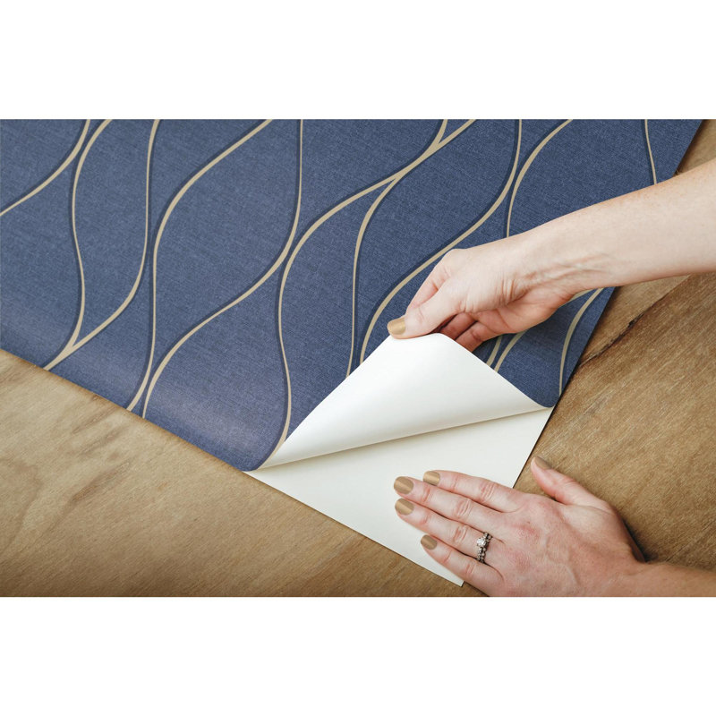 Wrought Studio Lasky Wave Ogee 16 5 L X 20 5 W Peel And Stick Wallpaper Roll Reviews Wayfair