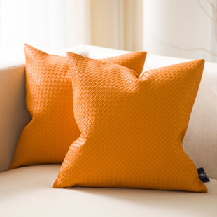 orange leather throw pillows