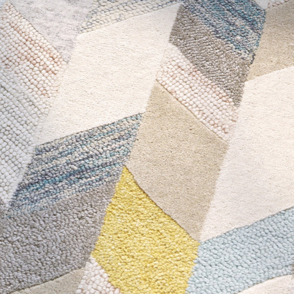 Modern Cotton Diamonds rug Large Ochre Ivory soft 120x180cm Washable rug