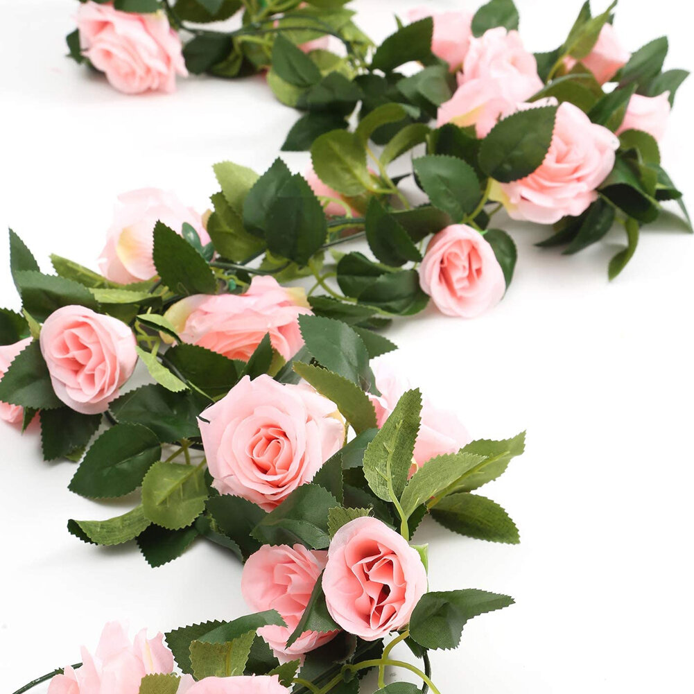 Artificial Fake Silk Rose Flower Ivy Vine Garland Wedding Party Home Decor 2.45M 