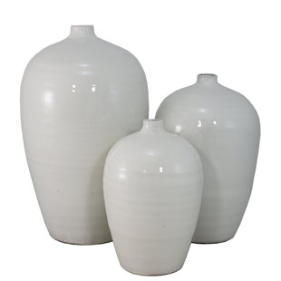 Set Of 3 White Vases Wayfair 3 Piece White Table Vase Set