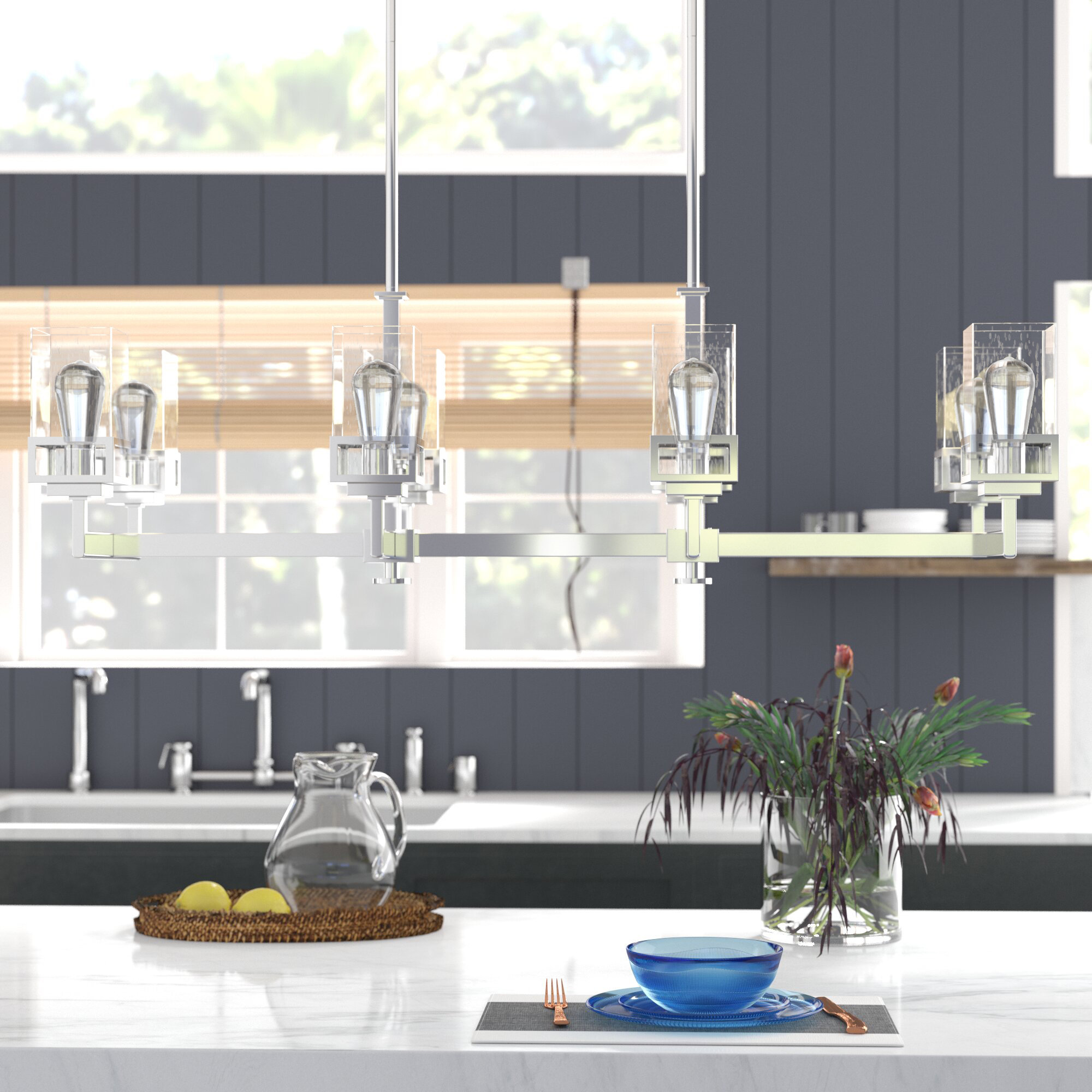 Ebern Designs Nailwell 8 Light Kitchen Island Linear Pendant Wayfair