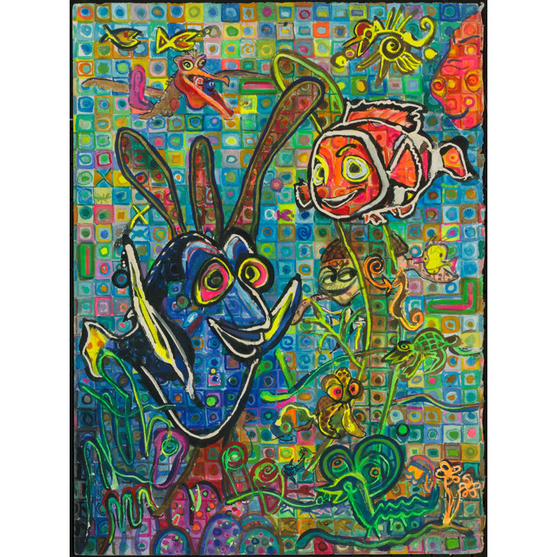 Louisleonardart Seeking Fish Finding Acrylic Painting Print On