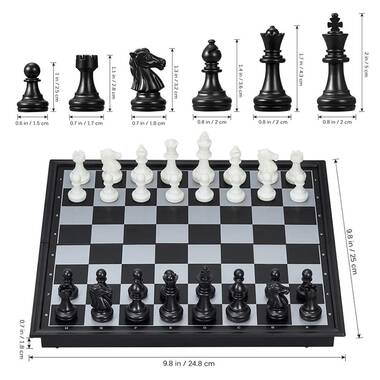 TRAVEL MAGNETIC CHESS & Checkers SET Portable Folding BOARD Travel Game 250mm 