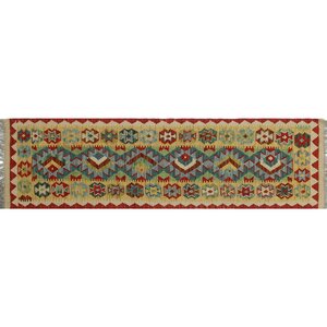 One-of-a-Kind Cortez Hand-Woven Runner Beige/Red Area Rug