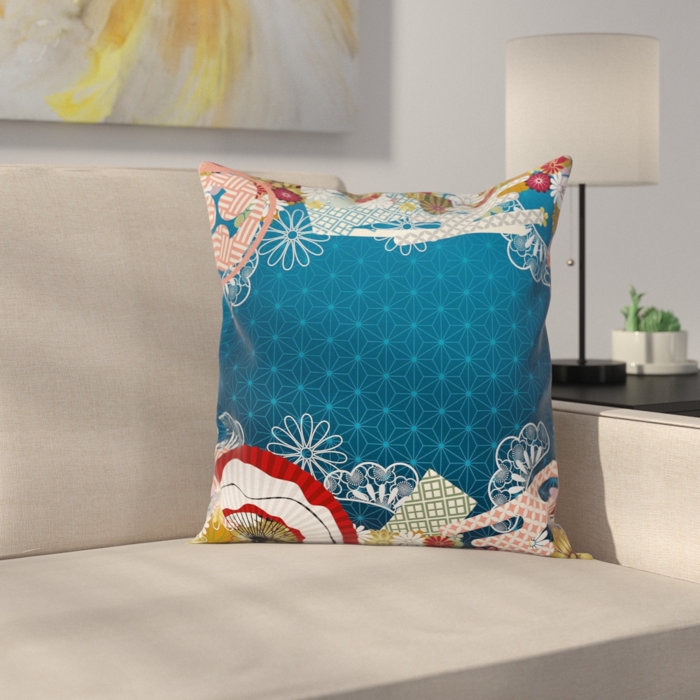 East Urban Home Japanese Modern Asian Flowers Square Pillow Cover