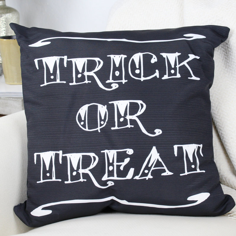 One Bella Casa Trick Or Treat Tattoo Letters Throw Pillow Reviews