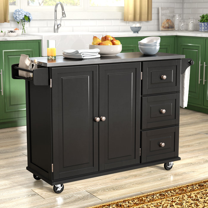 Andover Mills Kuhnhenn Kitchen Island With Stainless Steel Top