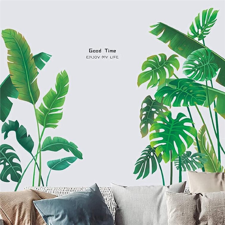 Tropical Leaves Green Plant Wall Stickers Vinyl Decal Living Room Art Mural 