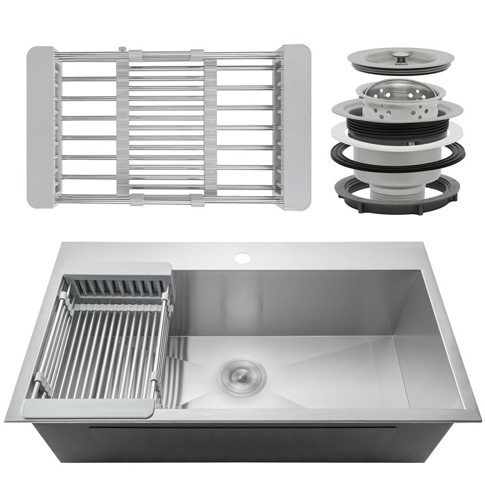 32 X 18 Drop In Kitchen Sink With Basket Strainer