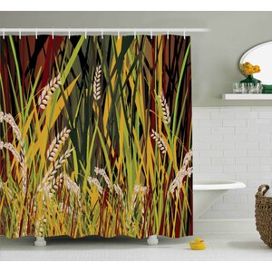 Bursten Nature Reeds Dried Leaves Wheat River Wild Plant Forest Farm Country Life Art Print Image Shower Curtain