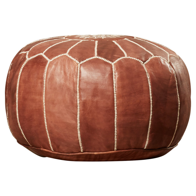 SALE Moroccan Genuine Leather Boho Pouf Ottoman Footstool Pouffe Brown Tan
