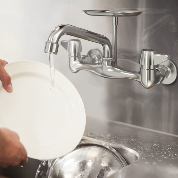 Wall Mount Faucet with Centers and Soap Dish